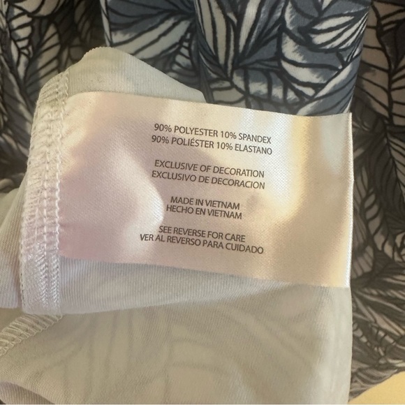 Eddie Bauer Womens Harmony Athletic Dress Blue/Gray White Tropical Leaf Print L - Picture 9 of 9